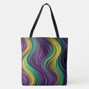 Colorful Mardi Gras wave patterned Tote Bag