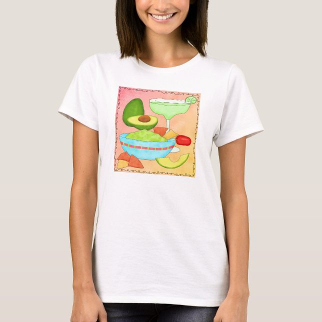 Colorful Margarita Guacamole Coral T-Shirt (Front)