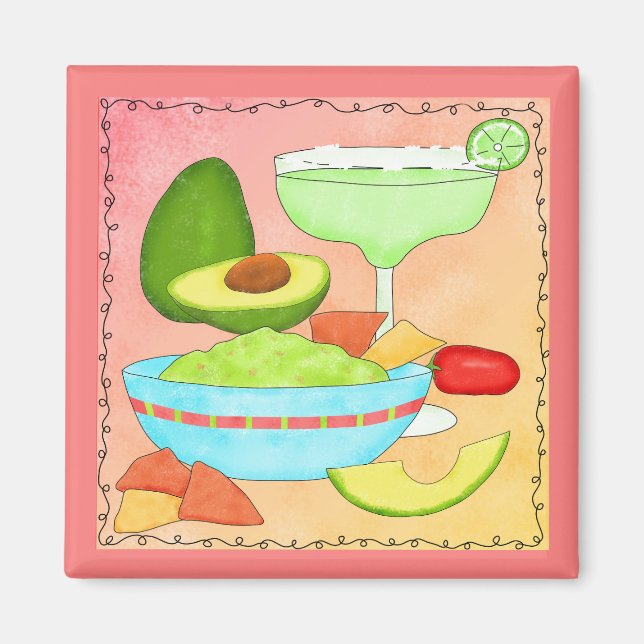 Colorful Margarita Guacamole Fun Celebrate Magnet (Front)
