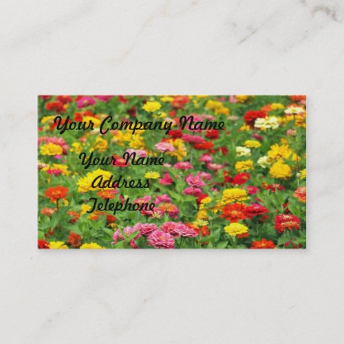 Colorful Marigold Flower Bed Business Card Templates