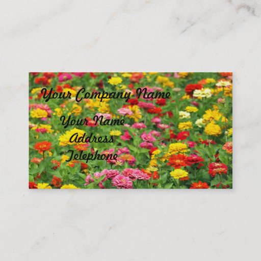 Customizable Colorful Marigold Flower Bed Business Card Templates