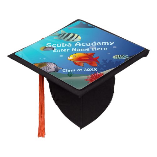 Colorful Marine Creatures Graduation Cap Topper