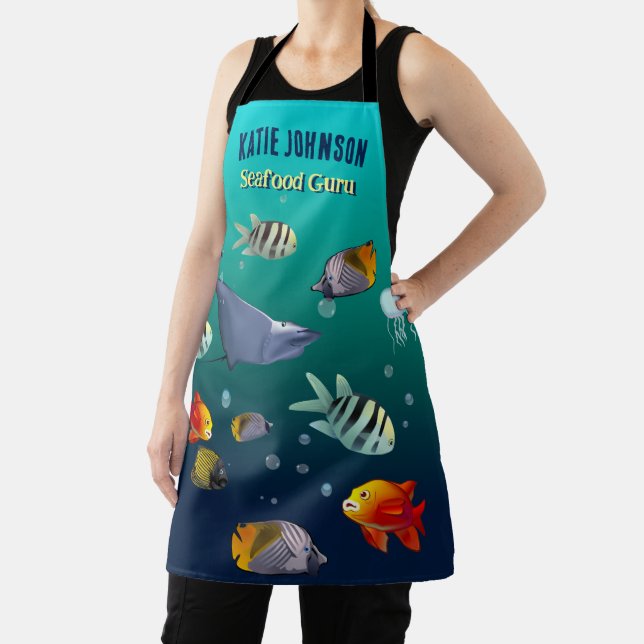 Colorful Marine Life Creatures Apron (Insitu)