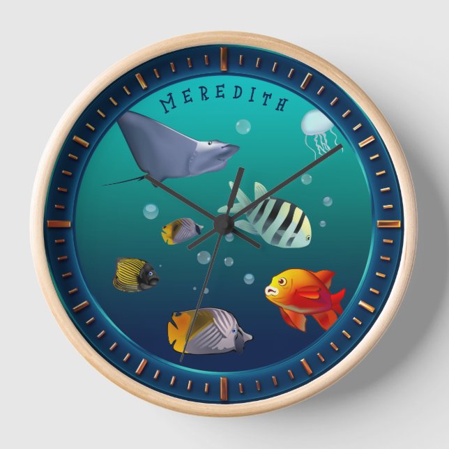 Colorful Marine Life Creatures Clock (Front)
