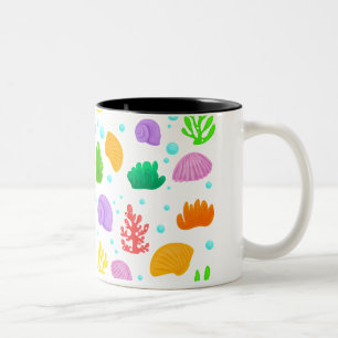 Colorful Marine Life Mug – Algae, Coral & Shells