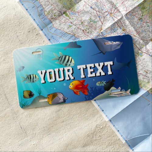 Colorful Marine Life Scene License Plate