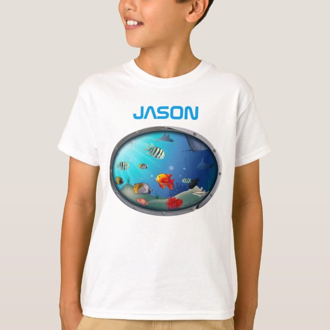 Colorful Marine Life Scene T-Shirt (Front)