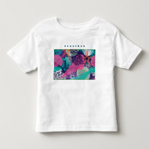 Colorful Marine Pattern Sea Life Starfish Seaweed Toddler T-shirt