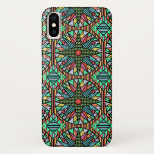 Colorful Mariner's Compass Quilt Pattern iPhone X Case