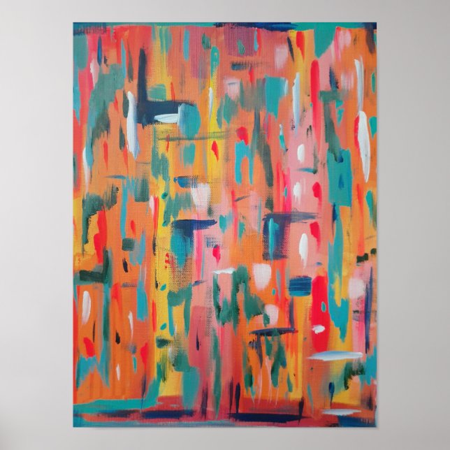 Colorful Mark Making Abstract Art  Poster (Front)