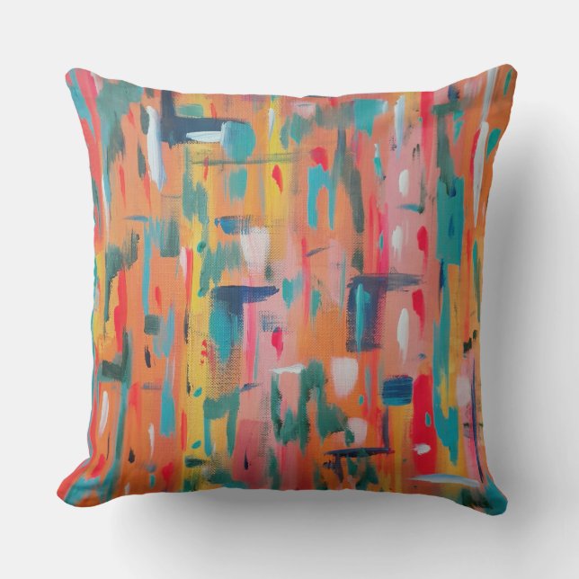 Colorful Mark Making Abstract Art  Throw Pillow (Front)