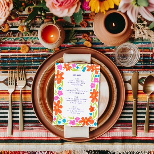 Colorful Marker Sketch Flower Border Menu