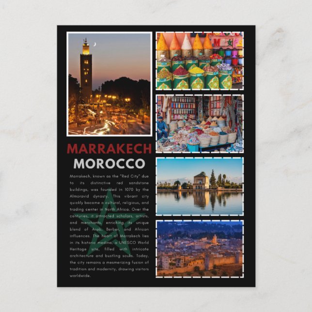 Colorful Marrakech Moroccan Architecture Postcard (Front)