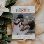 Colorful Married and Bright Newlywed Photo Holiday Card<br><div class="desc">This colorful married and bright newlywed photo holiday card is the perfect modern holiday greeting for a newlywed couple. The simple design features cute and fun typography with alternating colored letters in red,  blush pink,  emerald green,  pastel green and yellow gold.</div>