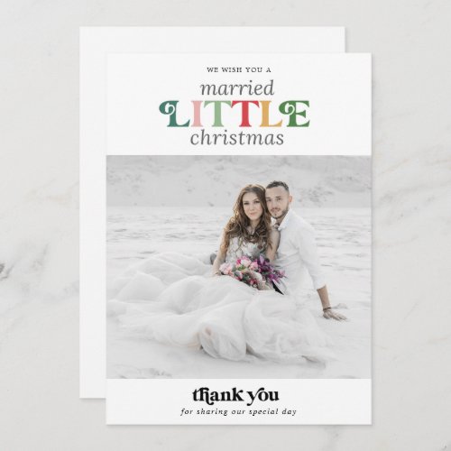 Colorful Married Little Christmas Thank You Holiday Card