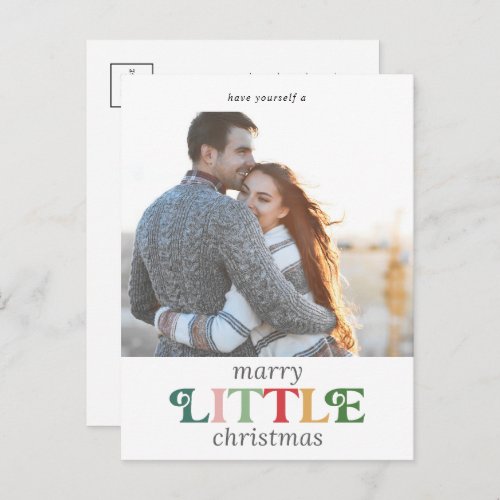 Colorful Marry Little Christmas Save the Date Holiday Postcard