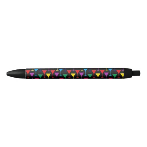 Colorful Martini Cocktail Pattern Black Ink Pen