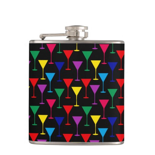 Colorful Martini Cocktail Pattern Flask