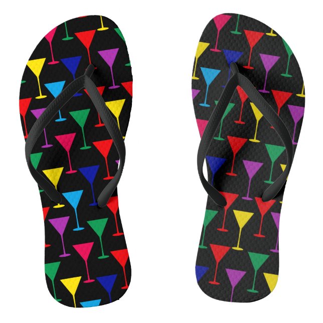 Colorful Martini Cocktail Pattern Flip Flops (Footbed)