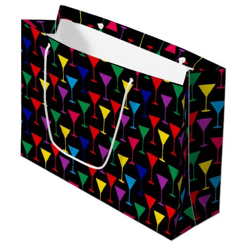 Colorful Martini Cocktail Pattern Large Gift Bag