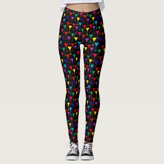 Colorful Martini Cocktail Pattern Leggings (Front)