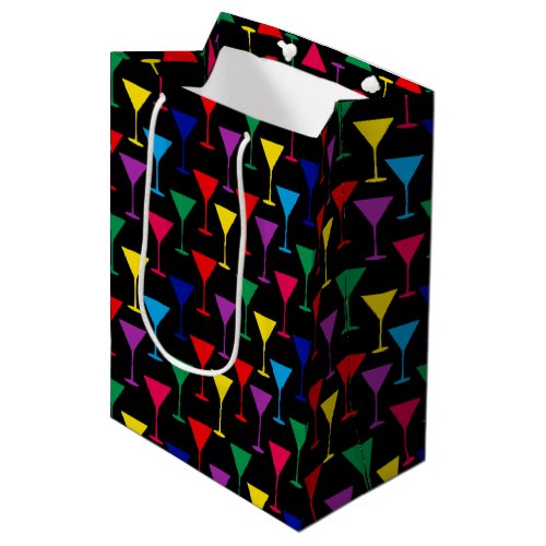 Colorful Martini Cocktail Pattern Medium Gift Bag