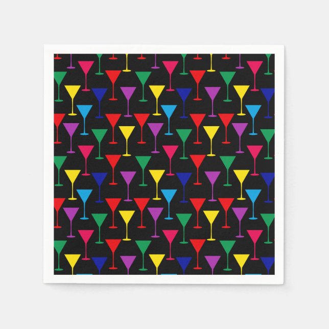 Colorful Martini Cocktail Pattern Napkins (Front)