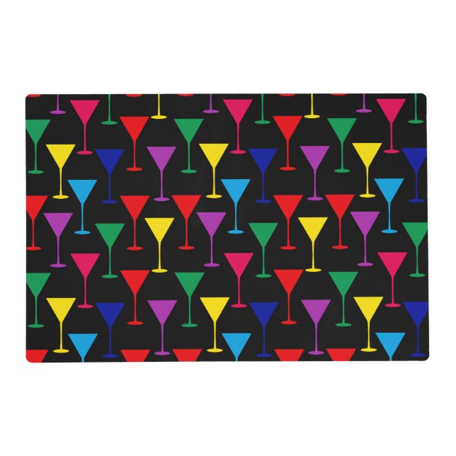 Colorful Martini Cocktail Pattern Placemat (Front)