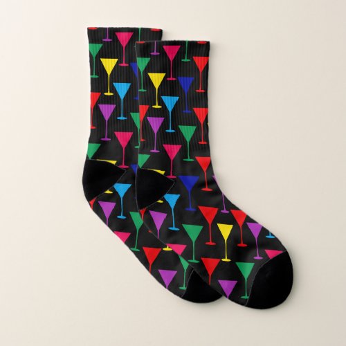 Colorful Martini Cocktail Pattern Socks
