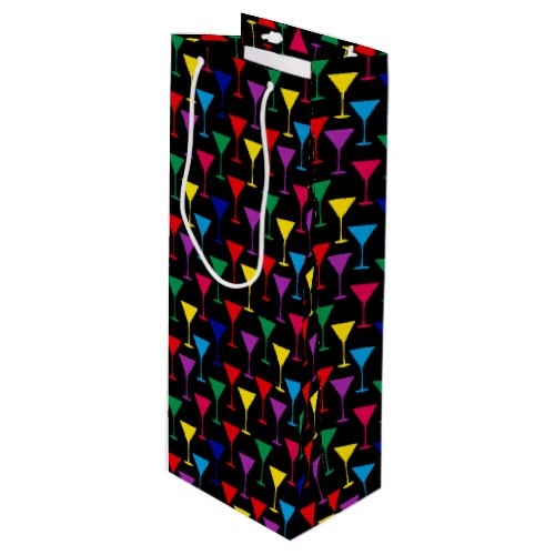Colorful Martini Cocktail Pattern Wine Gift Bag