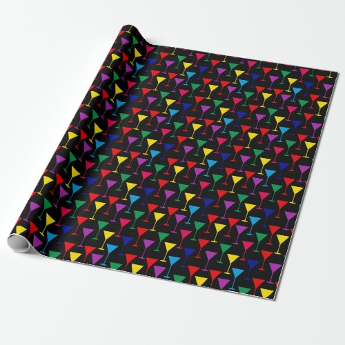 Colorful Martini Cocktail Pattern Wrapping Paper