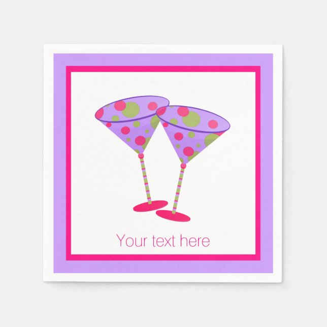 Colorful Martini Glasses Custom Paper Napkins (Front)