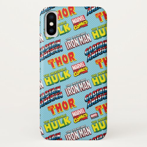 Colorful Marvel Comics Title Pattern iPhone X Case