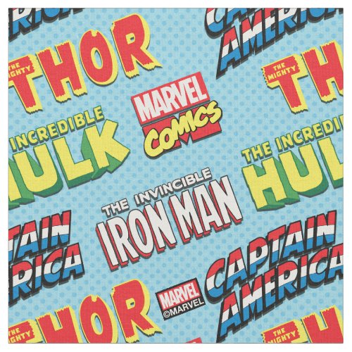 Colorful Marvel Comics Title Pattern Fabric