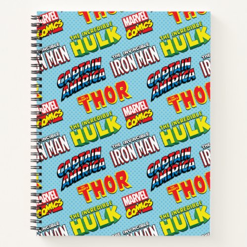Colorful Marvel Comics Title Pattern Notebook