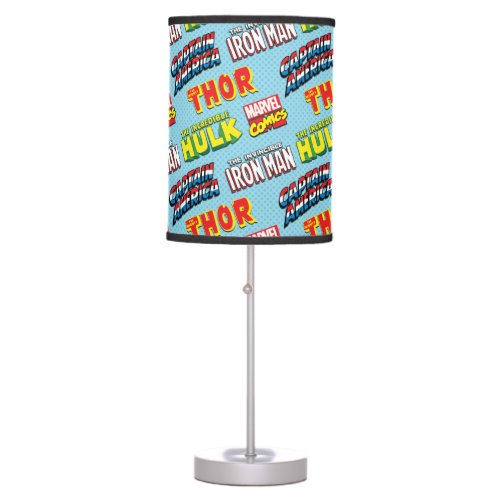 Colorful Marvel Comics Title Pattern Table Lamp