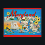 Colorful Maryland Map Postcard<br><div class="desc">Very colorful postcard map for the State of Maryland repurposed!</div>