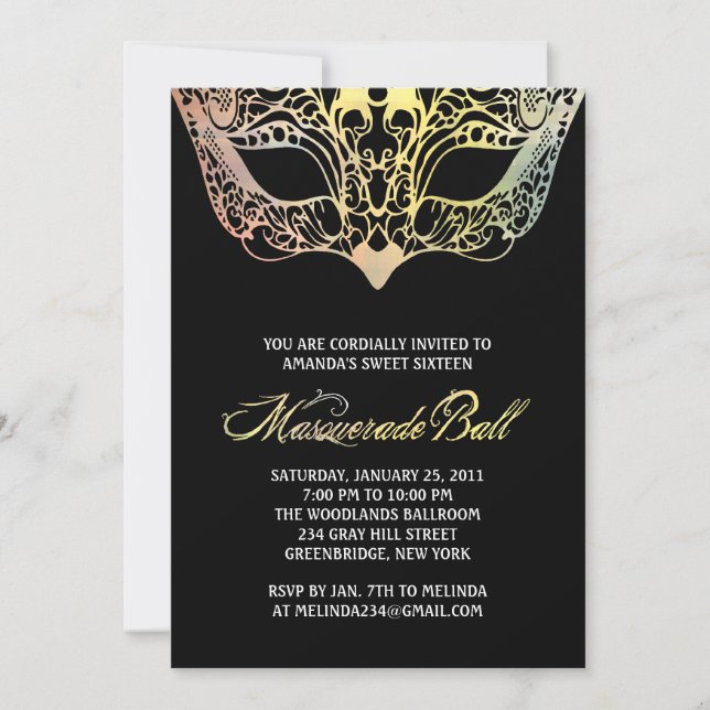 Colorful Mask Masquerade Invitations (Front)