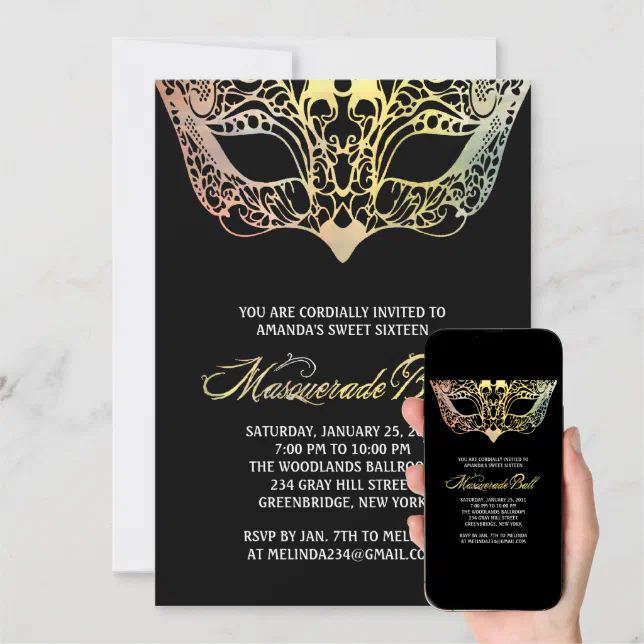 Colorful Mask Masquerade Invitations | Zazzle