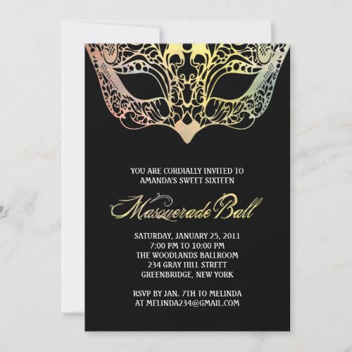 Colorful Mask Masquerade Invitations