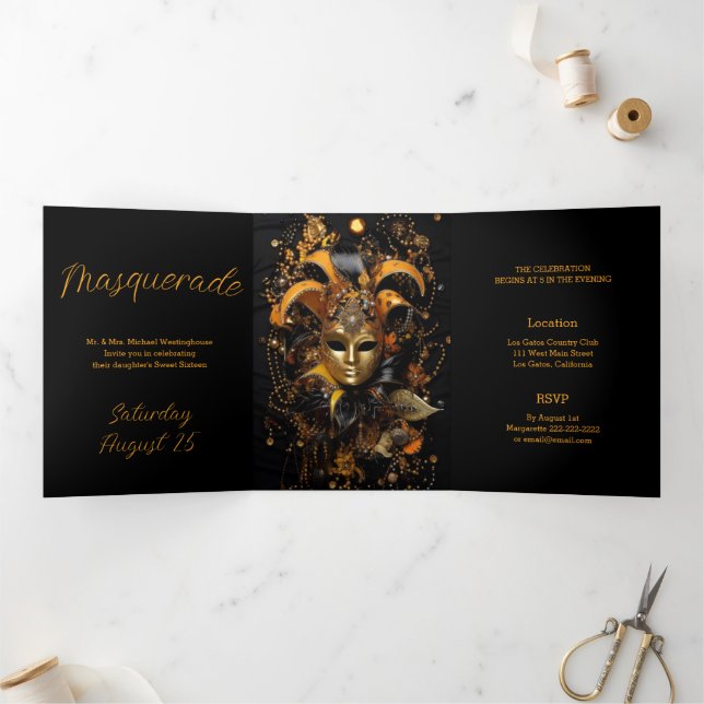 Colorful Masquerade Party Invitation (Inside)