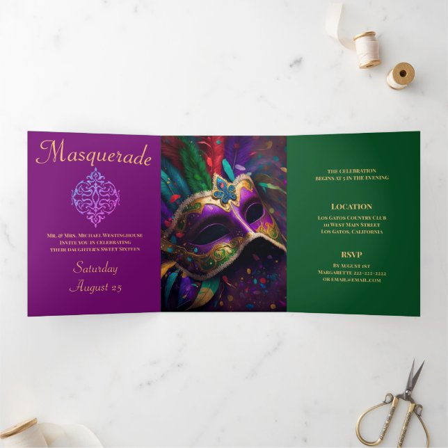Colorful Masquerade Party Invitation (Inside)
