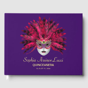 Colorful Masquerade Quinceañera Guest Book