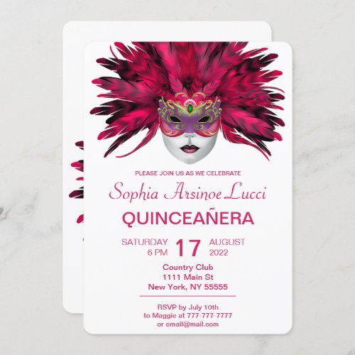 Colorful Masquerade Quinceaera Party Invitation