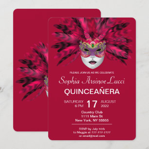 Colorful Masquerade Quinceañera Party Invitation