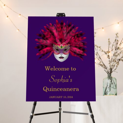 Colorful Masquerade Quinceanera Welcome Foam Board