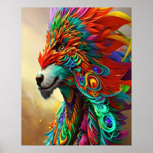 Colorful Masquerade Wolf Poster - Customizable Art