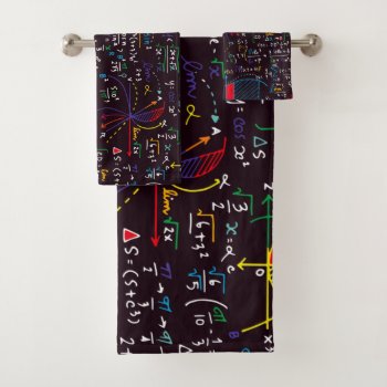 Colorful Math Equations And Formulas On Blackboard Bath Towel Set by Angel86 at Zazzle