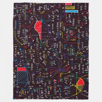 Colorful Math Equations And Formulas On Blackboard Fleece Blanket by Angel86 at Zazzle