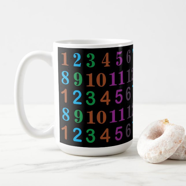 Colorful Math Numbers  Coffee Mug (With Donut)